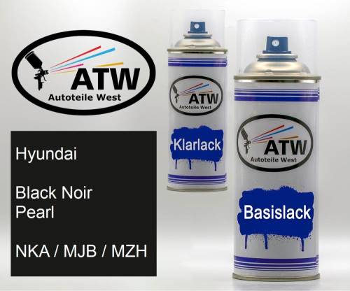Hyundai, Black Noir Pearl, NKA / MJB / MZH: 400ml Sprühdose + 400ml Klarlack - Set, von ATW Autoteile West.